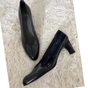 Stuart Weitzman Black Patent Leather Pointed Toe Heels Classic Pumps 9.5‎